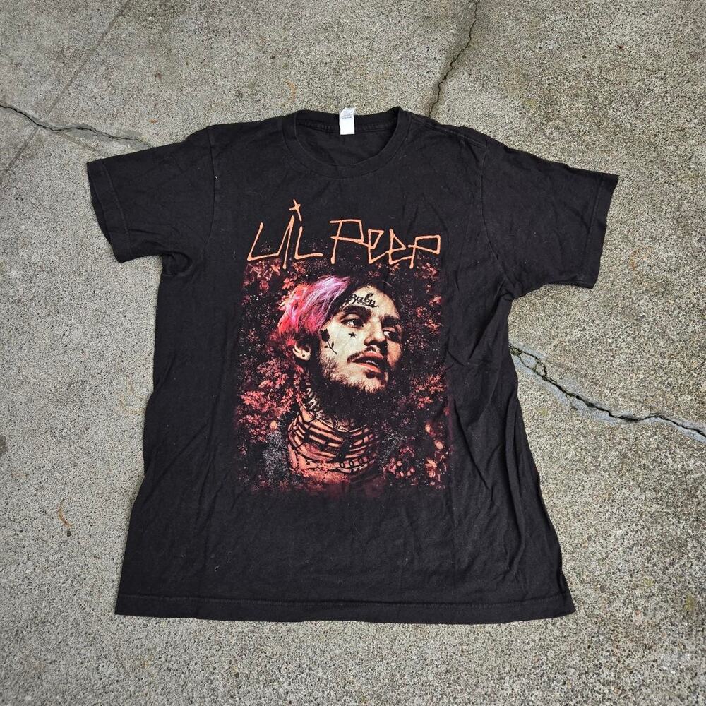 vtg y2k LIL PEEP portrait graphic print Iconic SoundCloud Rapper Rap T Shirt M